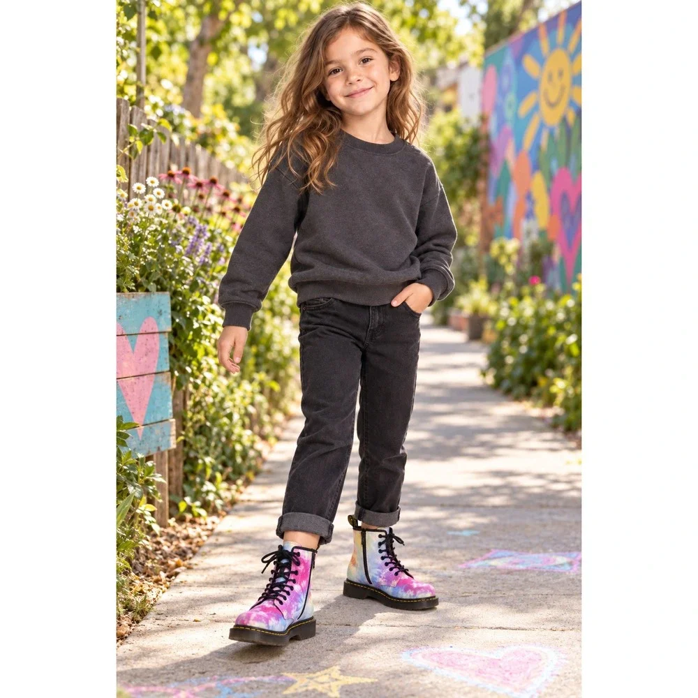 DR. MARTENS 1460 J Tie-Dye Combat Boots Kids US 13 UK 12 EU 31